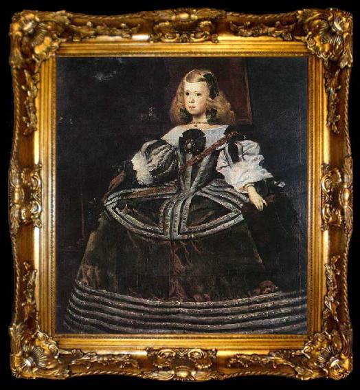 framed  VELAZQUEZ, Diego Rodriguez de Silva y Portrait of the Infanta Margarita, ta009-2